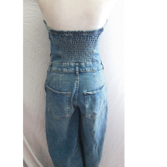 NEW FREE PEOPLE We The Free DENIM BLUE Je Suis Pret BARREL Pockets JUMPSUIT S - Picture 11 of 16